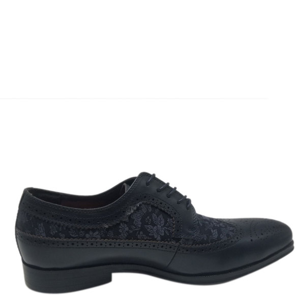Tallia Men's Sergio Mixed-Media Tweed Oxfords Dark Blue - Picture 3 of 6
